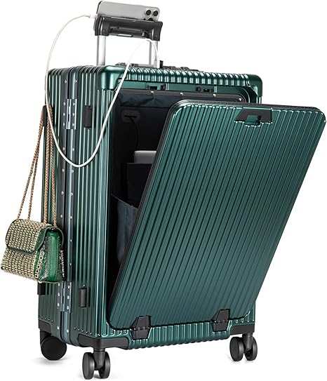 20.8"X15"X8.7 Airline Approved Built-In TSA lock Carry on Suitcase, with Cup Holder, USB Port, Phone Holder