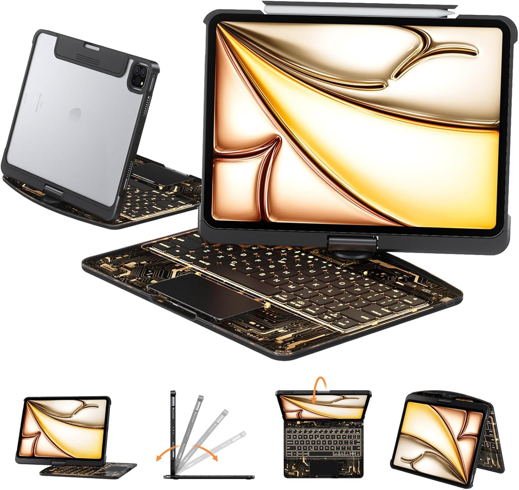 360° Transparent iPad Keyboard Case