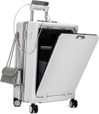 20.8"X15"X8.7 Airline Approved Built-In TSA lock Carry on Suitcase, with Cup Holder, USB Port, Phone Holder