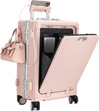 20.8"X15"X8.7 Airline Approved Built-In TSA lock Carry on Suitcase, with Cup Holder, USB Port, Phone Holder