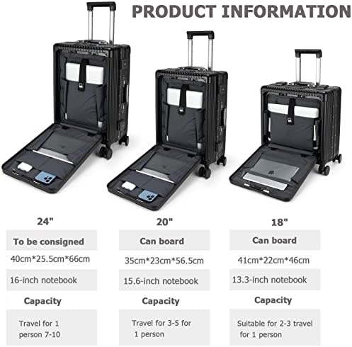 20.8"X15"X8.7 Airline Approved Built-In TSA lock Carry on Suitcase, with Cup Holder, USB Port, Phone Holder