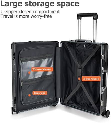 20.8"X15"X8.7 Airline Approved Built-In TSA lock Carry on Suitcase, with Cup Holder, USB Port, Phone Holder