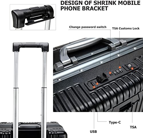20.8"X15"X8.7 Airline Approved Built-In TSA lock Carry on Suitcase, with Cup Holder, USB Port, Phone Holder