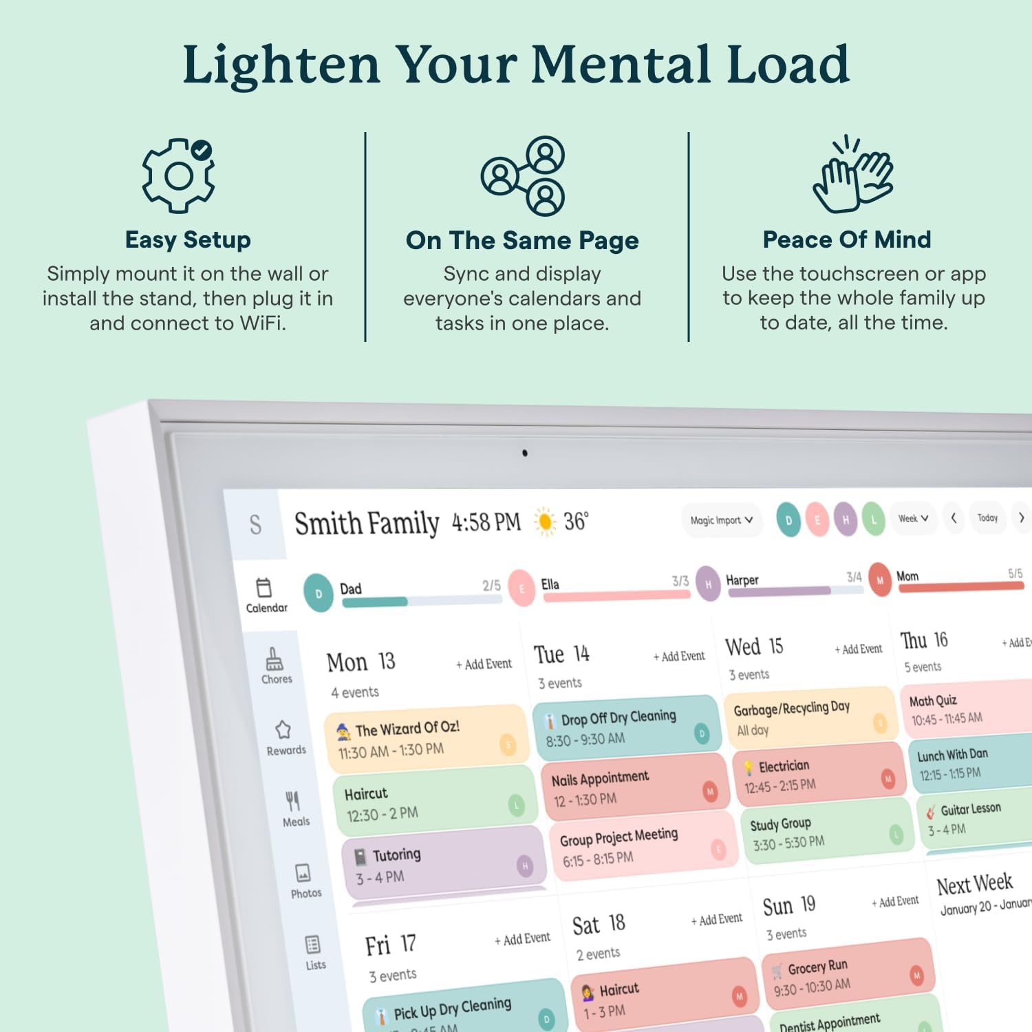 Calendar: 15-inch Wall Planner Digital Calendar & Chore Chart