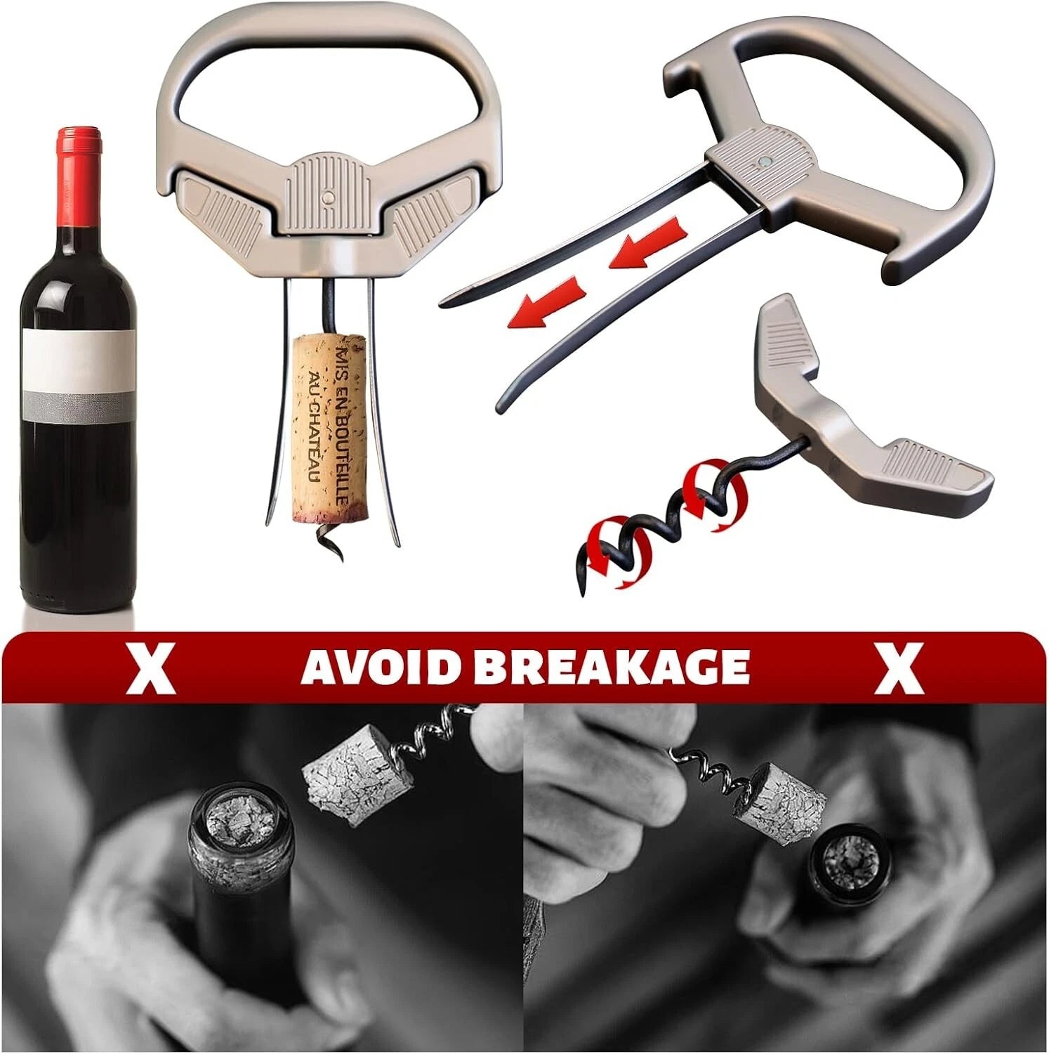 Ah So Wine Opener for Vintage Bottles, Old Wine Corkscrew with Portable Leather