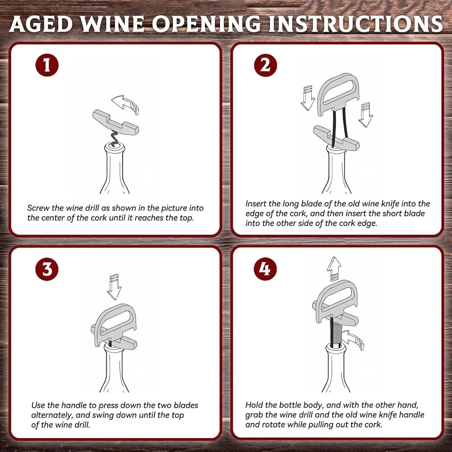 Ah So Wine Opener for Vintage Bottles, Old Wine Corkscrew with Portable Leather